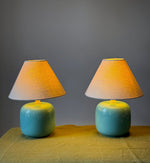 Load image into Gallery viewer, KEPT London Stock Pair of turquoise ceramic lamps
