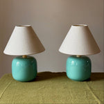 Load image into Gallery viewer, KEPT London Stock Pair of turquoise ceramic lamps
