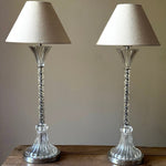 Load image into Gallery viewer, KEPT London Stock Pair of twisted and fluted glass lamps
