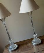 Load image into Gallery viewer, KEPT London Stock Pair of twisted and fluted glass lamps

