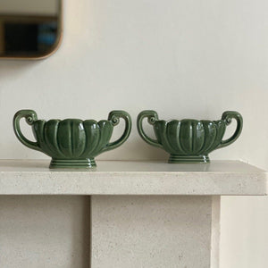 KEPT London Pair of Wade small green mantle vases