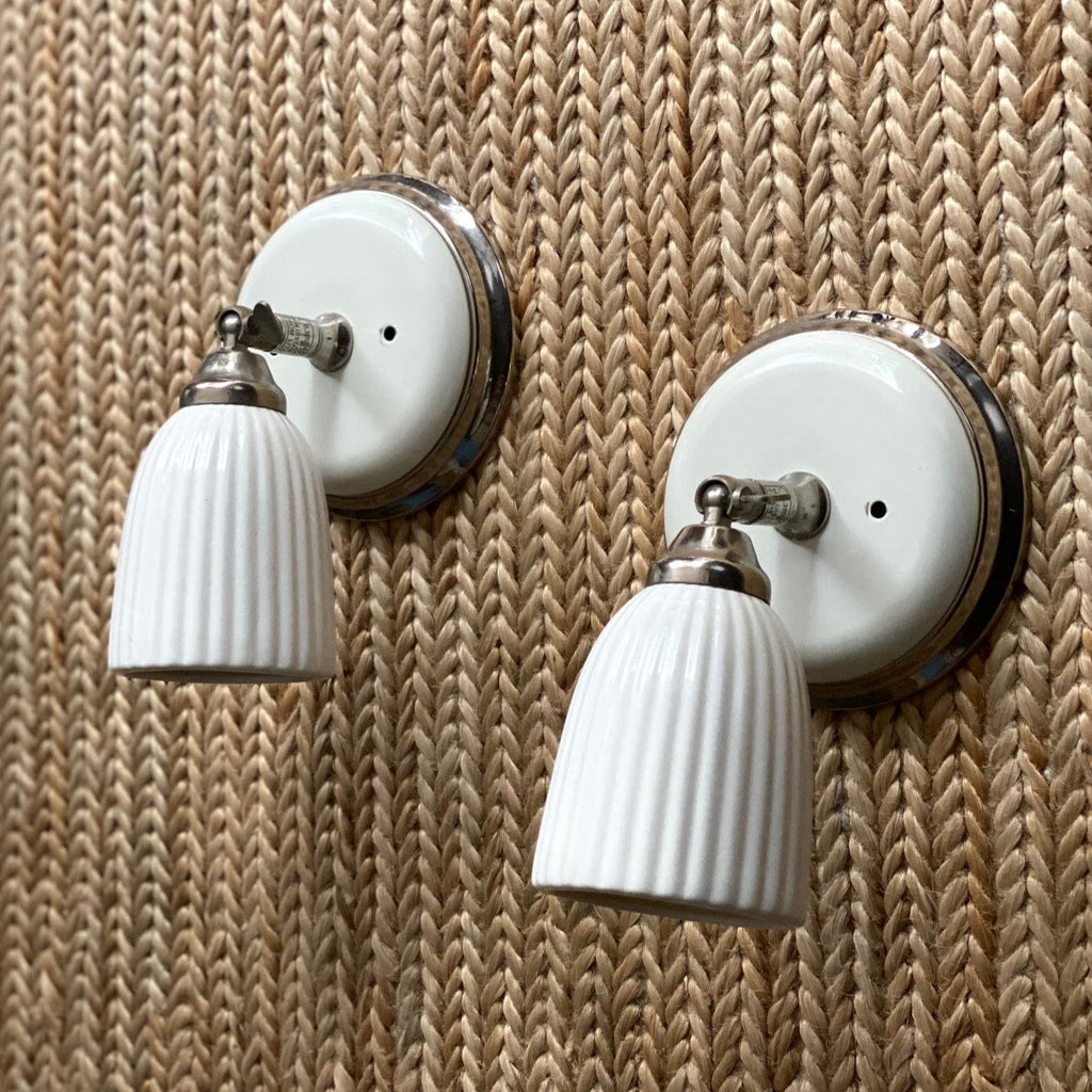 KEPT London Stock Pair of white ceramic wall lights