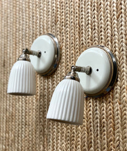 KEPT London Stock Pair of white ceramic wall lights