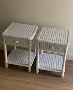 Load image into Gallery viewer, KEPT London Pair of white wicker side tables
