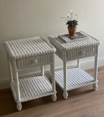 Load image into Gallery viewer, KEPT London Pair of white wicker side tables

