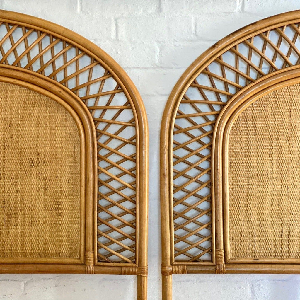 KEPT London Pair of wicker and bamboo single headboards