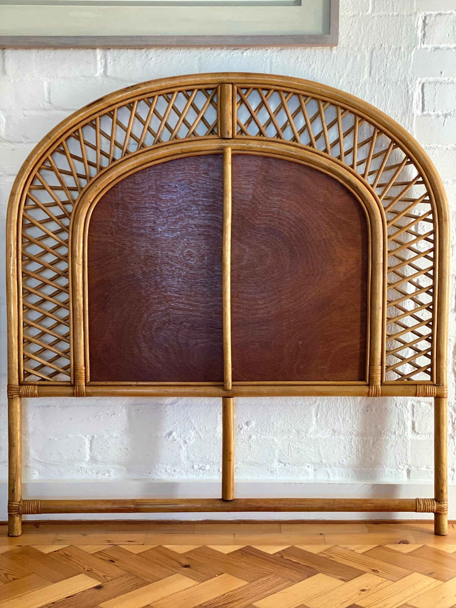 KEPT London Pair of wicker and bamboo single headboards