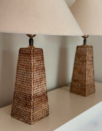 Load image into Gallery viewer, KEPT London Pair of wicker lamps
