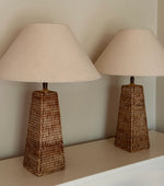Load image into Gallery viewer, KEPT London Pair of wicker lamps
