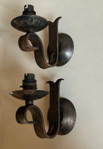 Load image into Gallery viewer, KEPT London Stock Pair of wrought iron Brutalist wall lights
