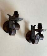 Load image into Gallery viewer, KEPT London Stock Pair of wrought iron Brutalist wall lights
