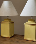 Load image into Gallery viewer, KEPT London Stock Pair of yellow painted lamps
