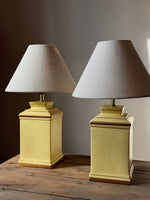 Load image into Gallery viewer, KEPT London Stock Pair of yellow painted lamps
