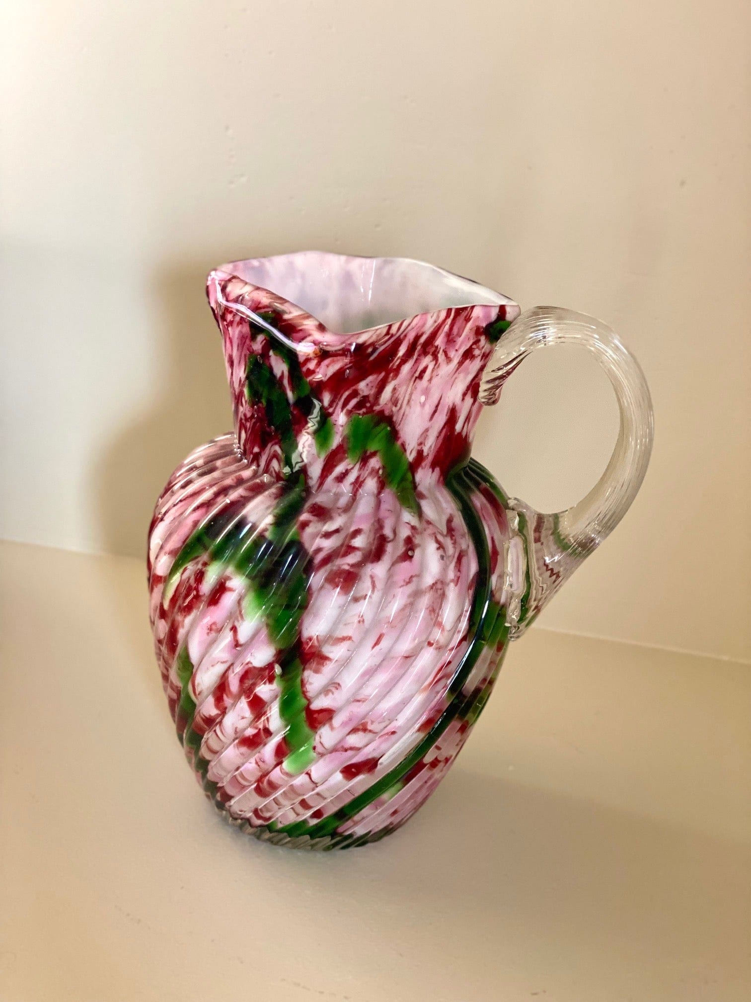 KEPT London Stock Pink and green glass vase