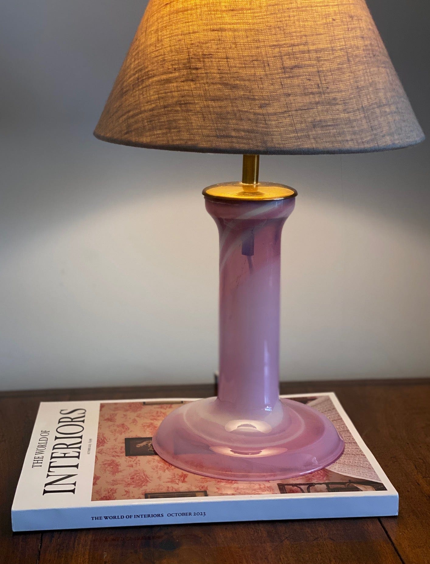 KEPT London Stock Pink glass lamp, Hannelore Dreutler, Studio Åhus, signed, 1986