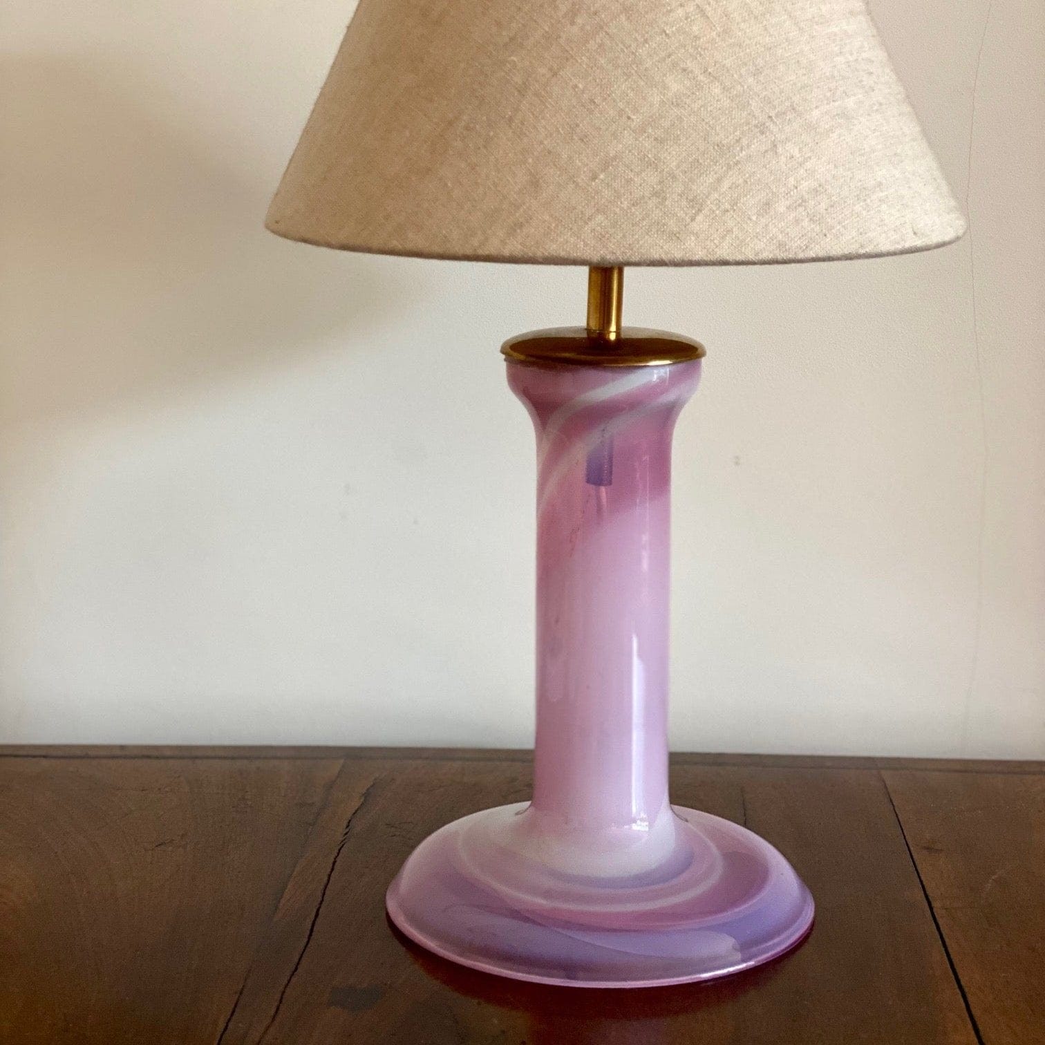 KEPT London Stock Pink glass lamp, Hannelore Dreutler, Studio Åhus, signed, 1986