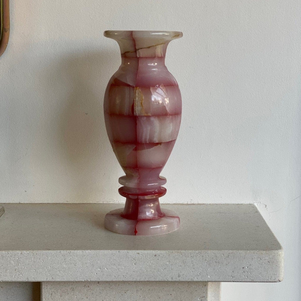 KEPT London Stock Pink onyx checkered vase