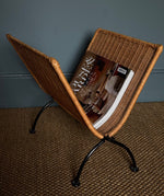 Load image into Gallery viewer, KEPT London Stock Rattan and iron magazine rack
