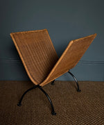Load image into Gallery viewer, KEPT London Stock Rattan and iron magazine rack
