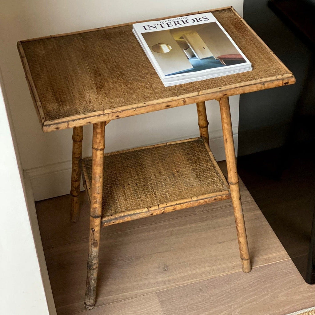 KEPT London Stock Rectangular bamboo and woven table