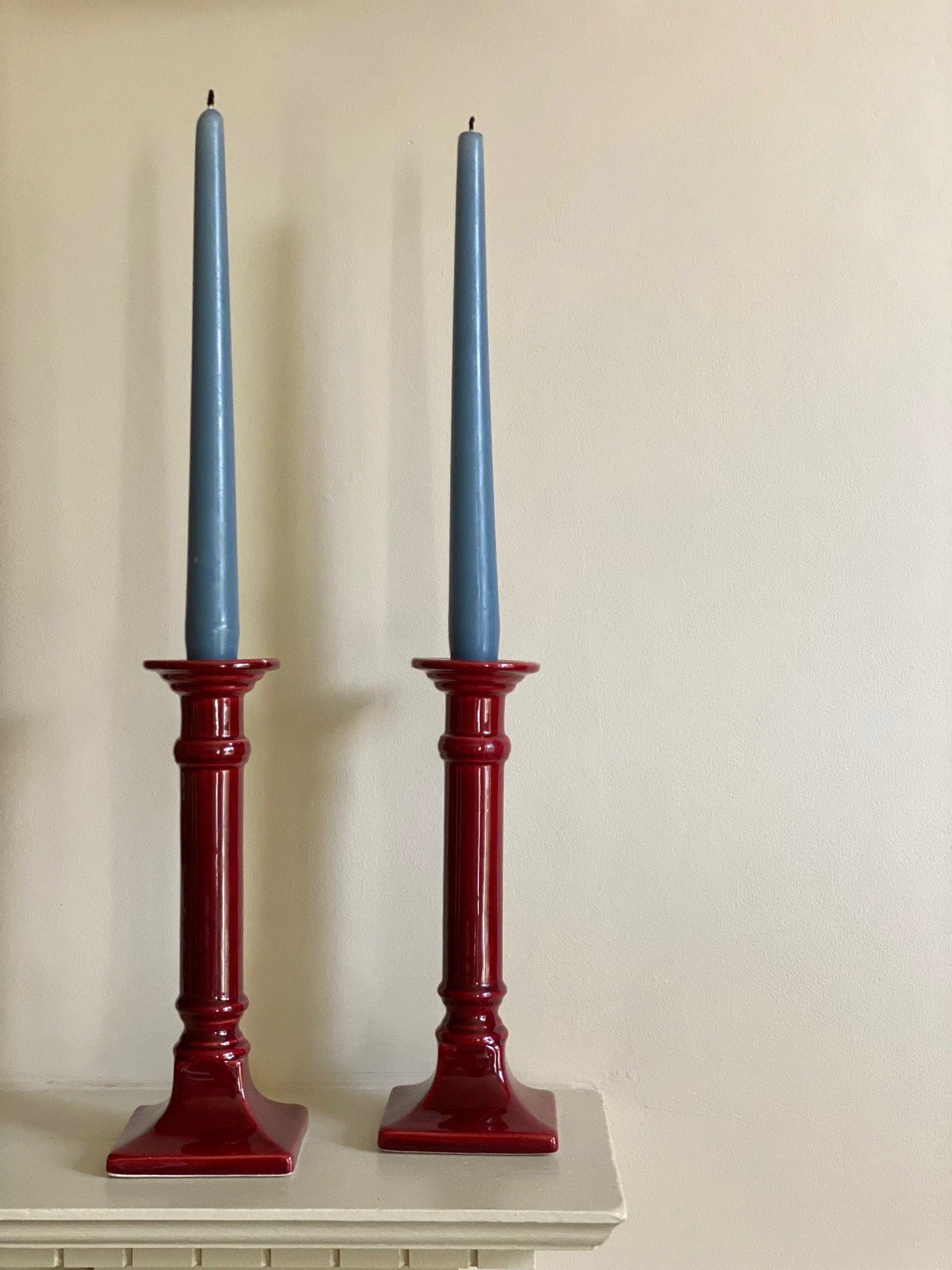 KEPT London Stock Red ceramic candlesticks