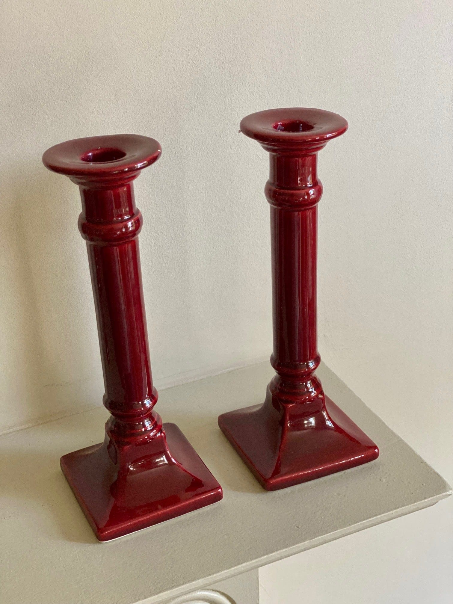 KEPT London Stock Red ceramic candlesticks