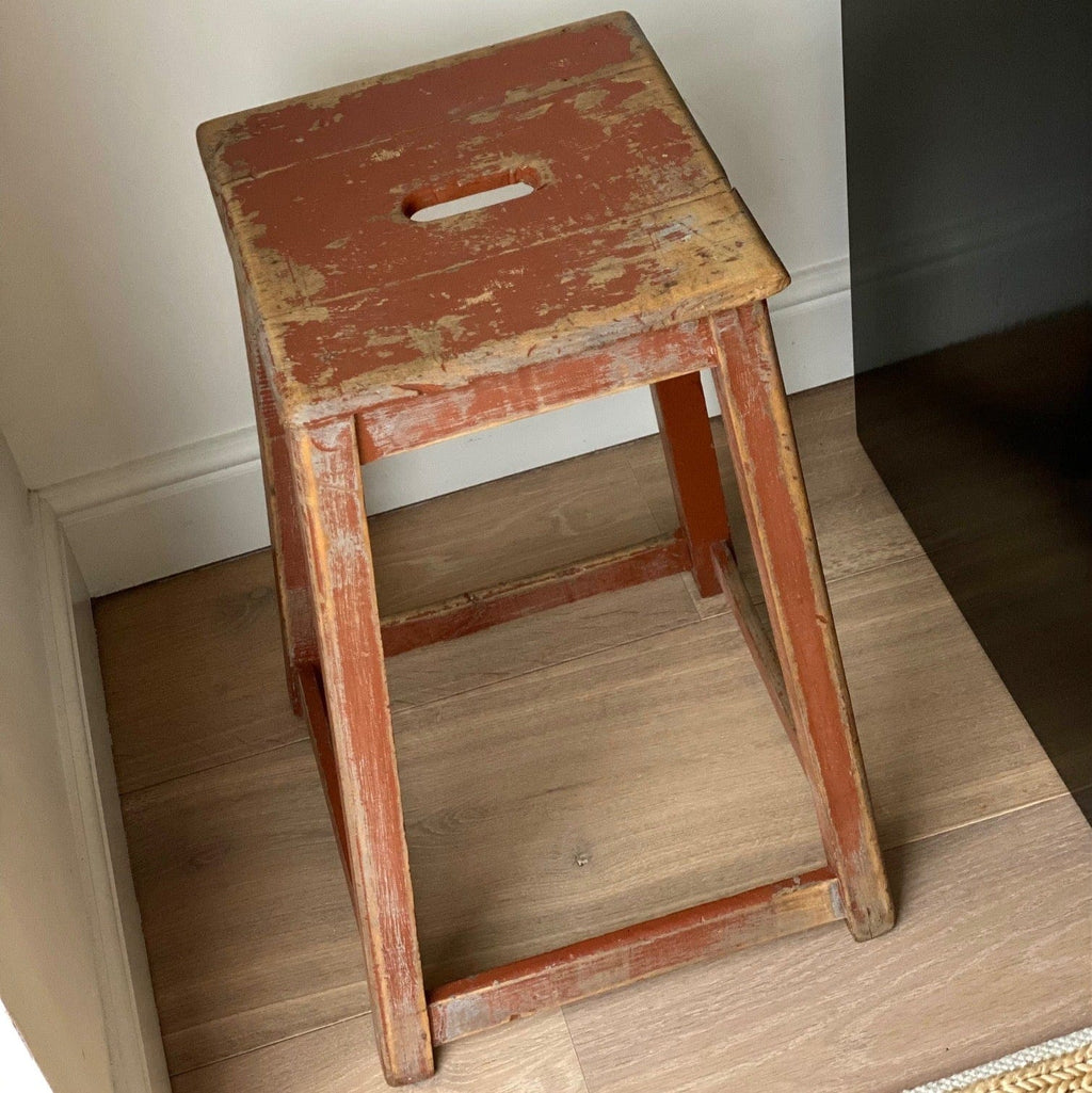 KEPT London Stock Red wooden stool