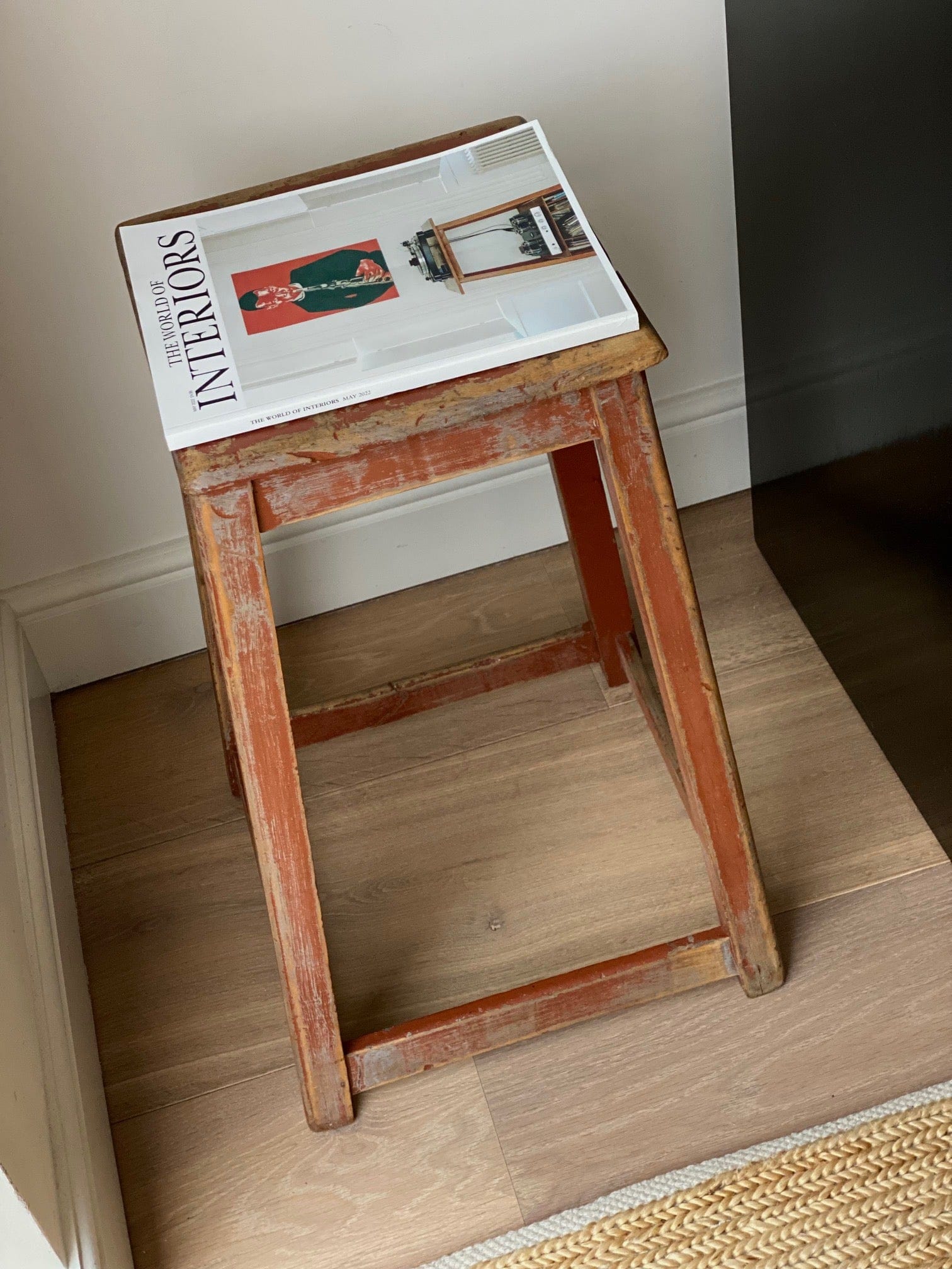 KEPT London Stock Red wooden stool