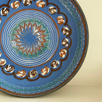 Load image into Gallery viewer, KEPT London Romanian slipware plate, blue and terracotta

