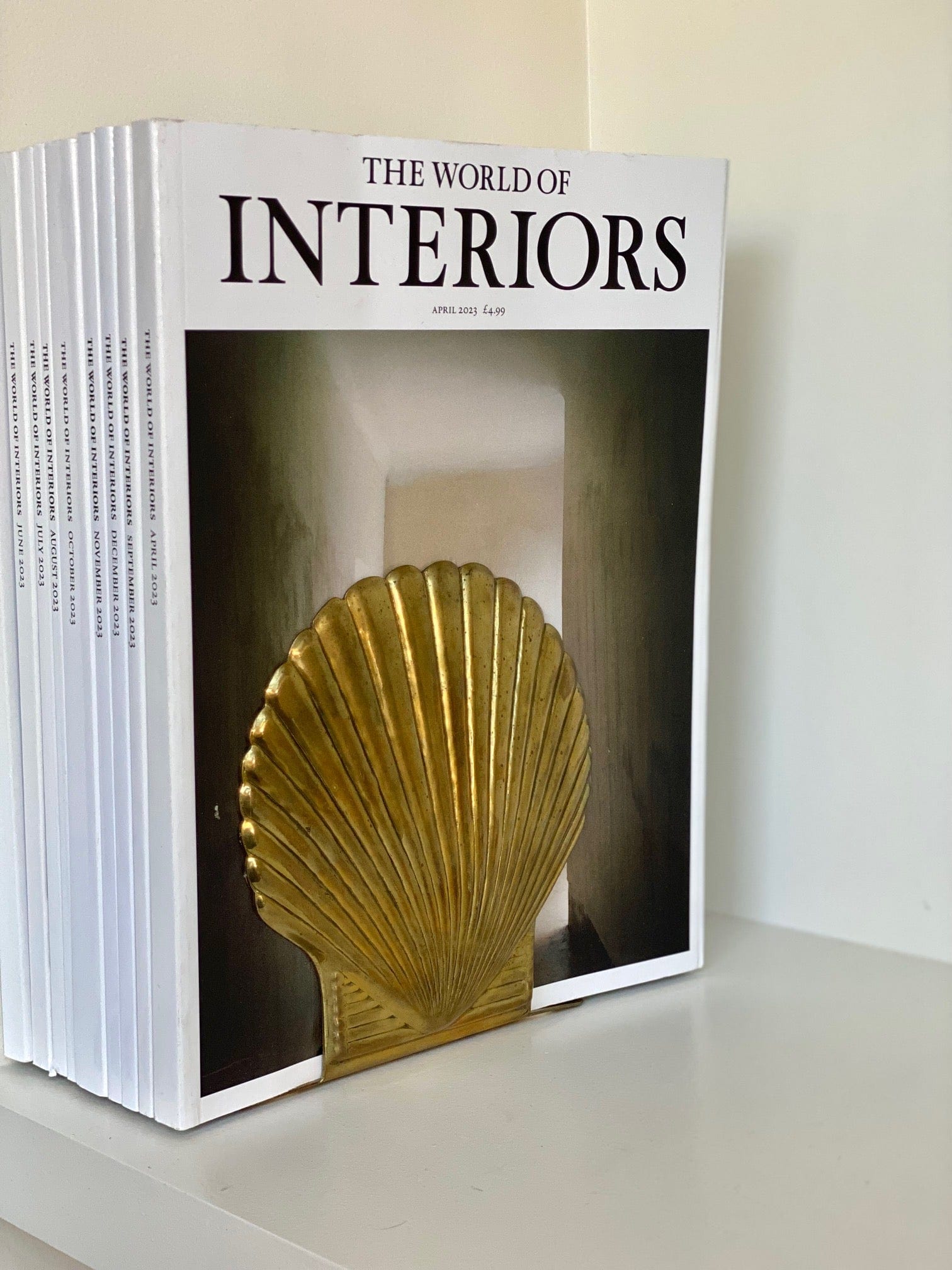 KEPT London Stock Scallop shell brass bookends