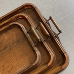 Load image into Gallery viewer, KEPT London Stock Set of three oak trays with copper detail
