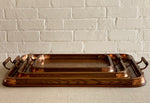 Load image into Gallery viewer, KEPT London Stock Set of three oak trays with copper detail
