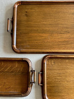 Load image into Gallery viewer, KEPT London Stock Set of three oak trays with copper detail
