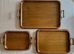 Load image into Gallery viewer, KEPT London Stock Set of three oak trays with copper detail
