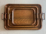 Load image into Gallery viewer, KEPT London Stock Set of three oak trays with copper detail
