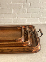 Load image into Gallery viewer, KEPT London Stock Set of three oak trays with copper detail
