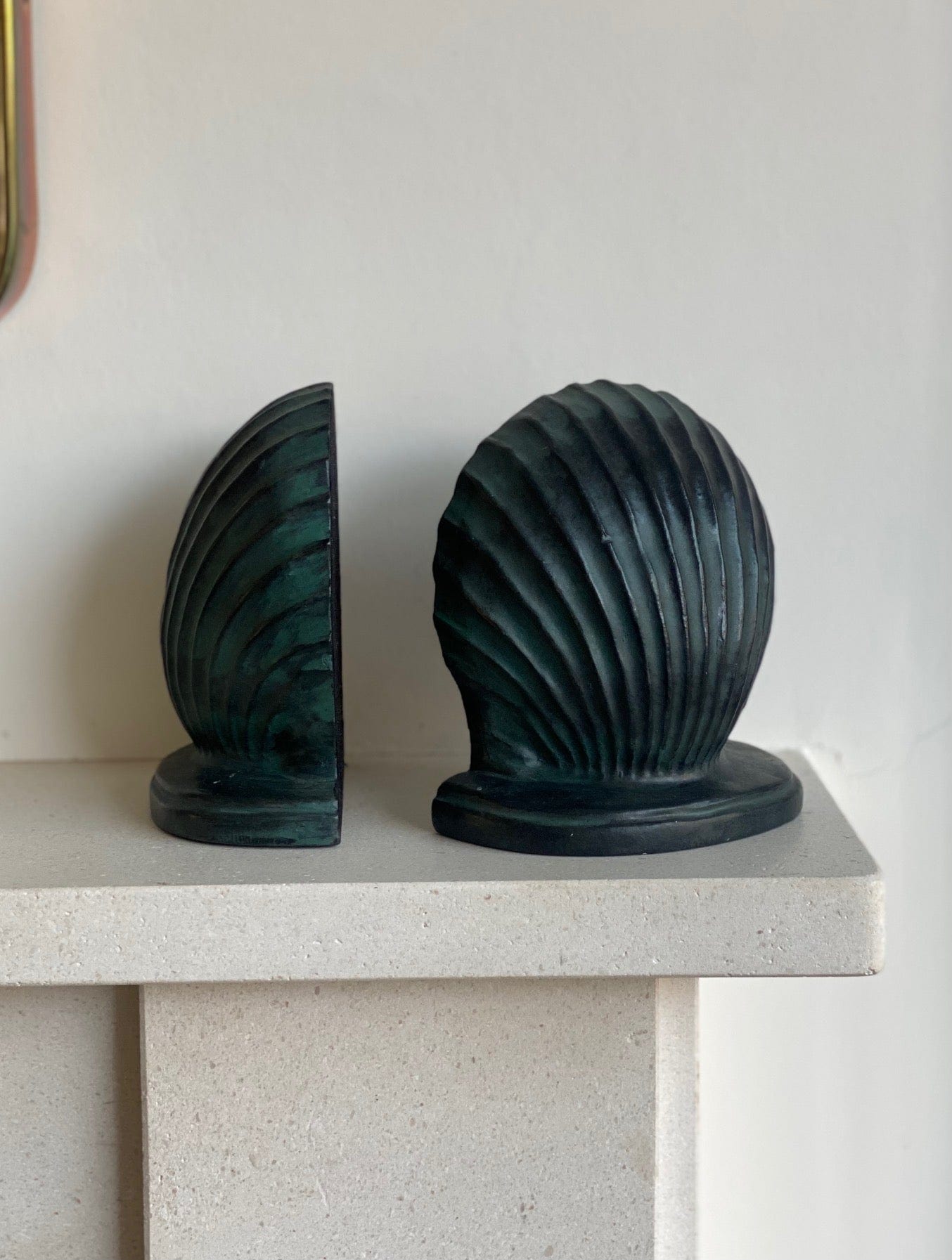 KEPT London Stock Shell verdigris bookends