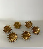 Load image into Gallery viewer, KEPT London Six sunburst brass napkin rings
