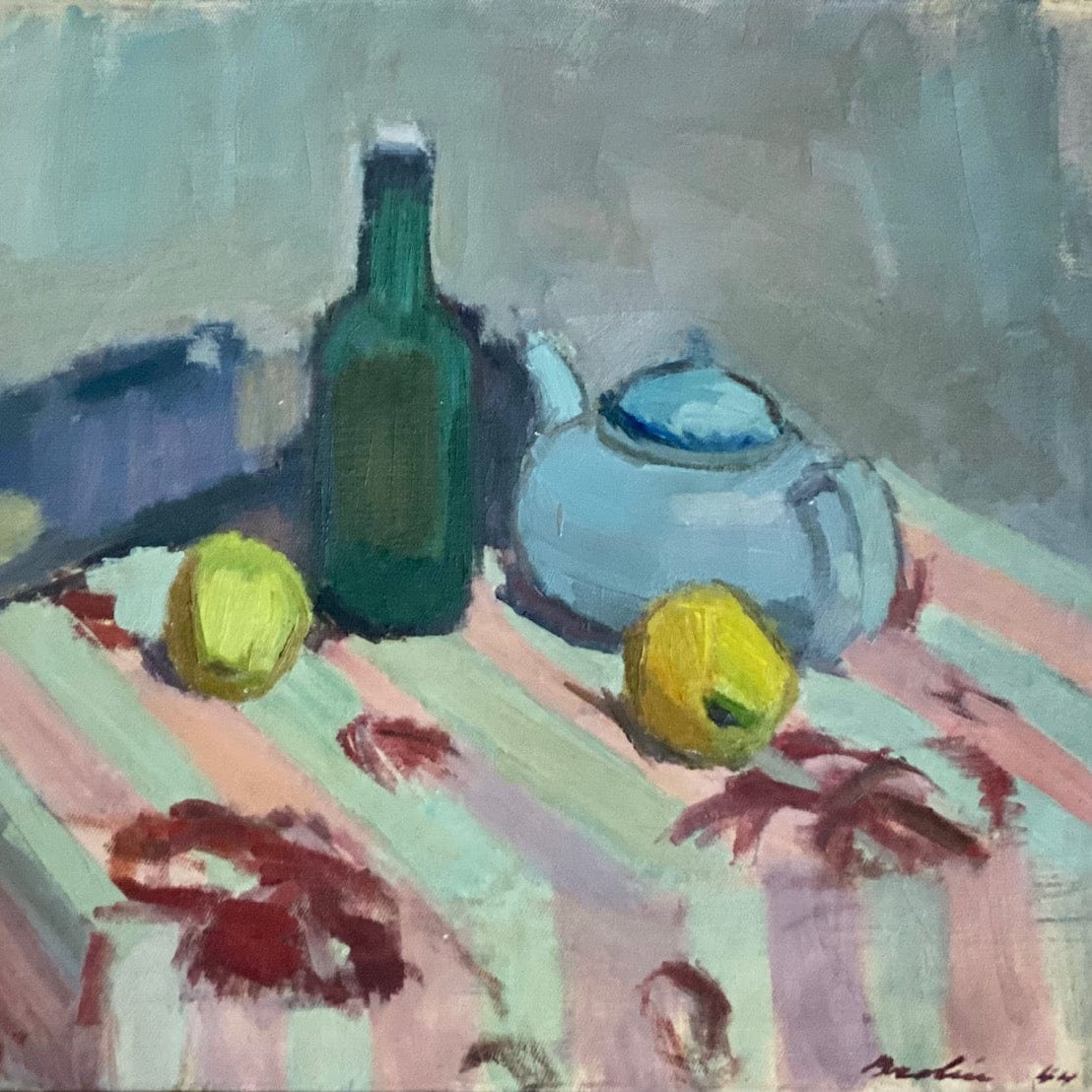 KEPT London Stock Striped tablecloth still life, by Bertil Brolin