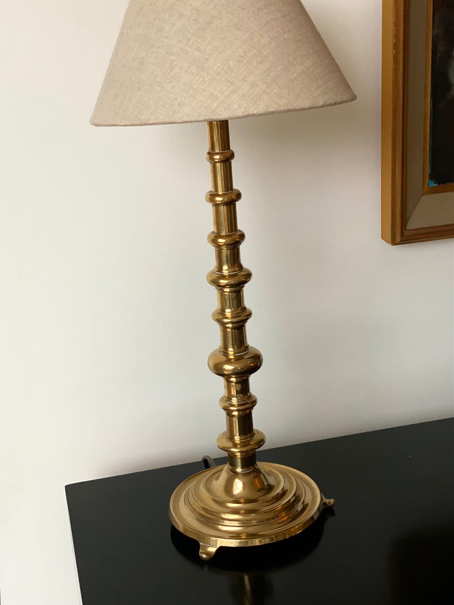 KEPT London Stock Tall bobbin brass lamp