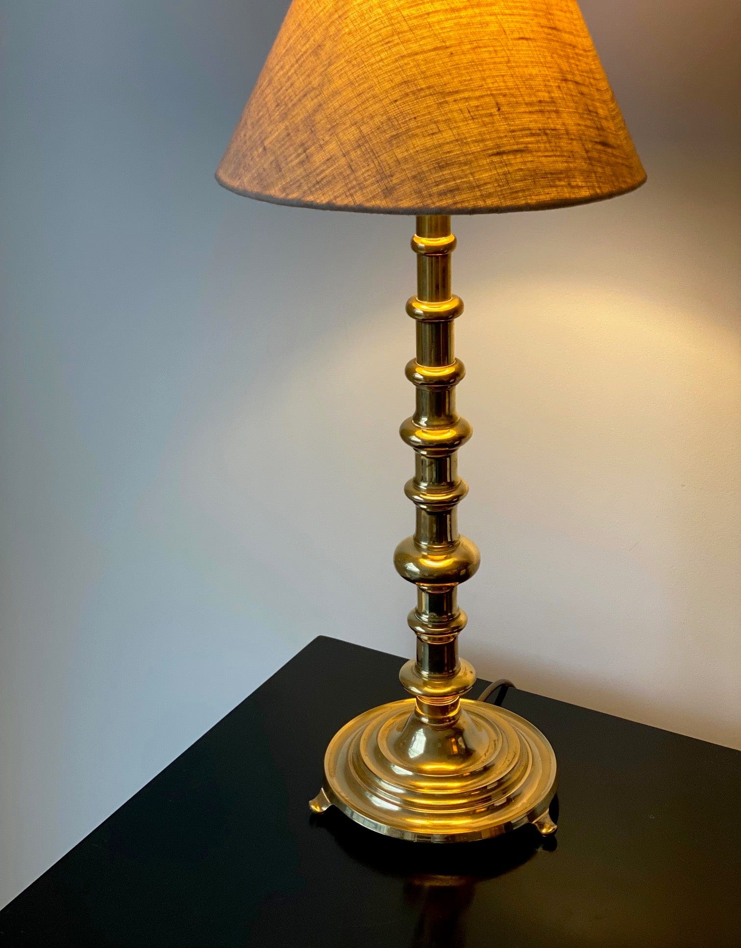 KEPT London Stock Tall bobbin brass lamp