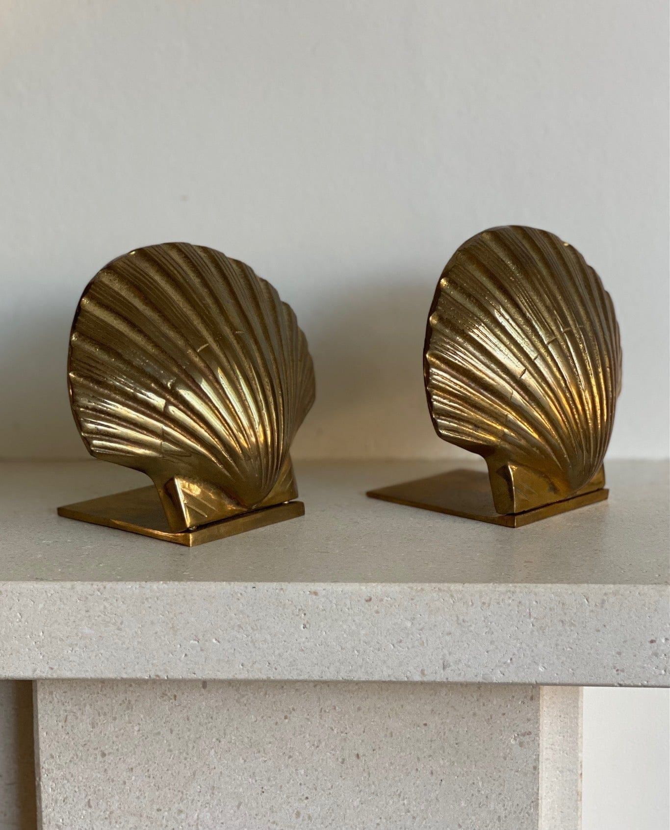 KEPT London Stock Textured brass shell bookends