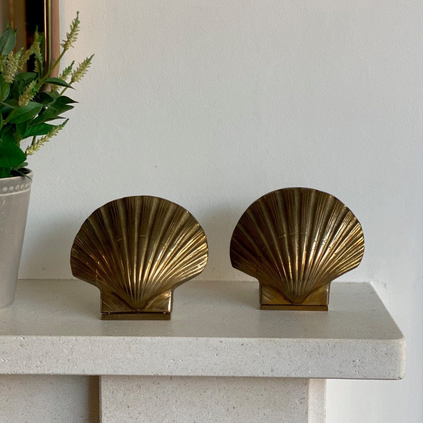 KEPT London Stock Textured brass shell bookends