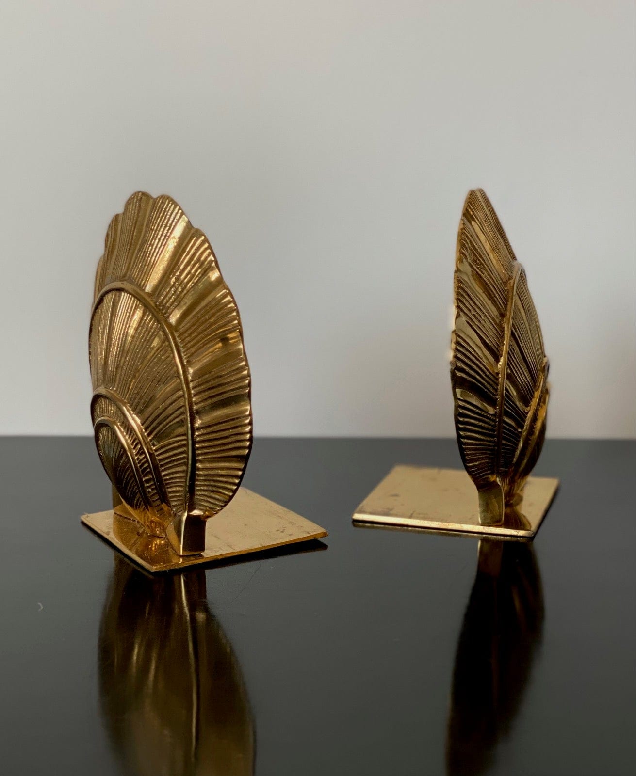 KEPT London Stock Textured brass shell bookends, pair