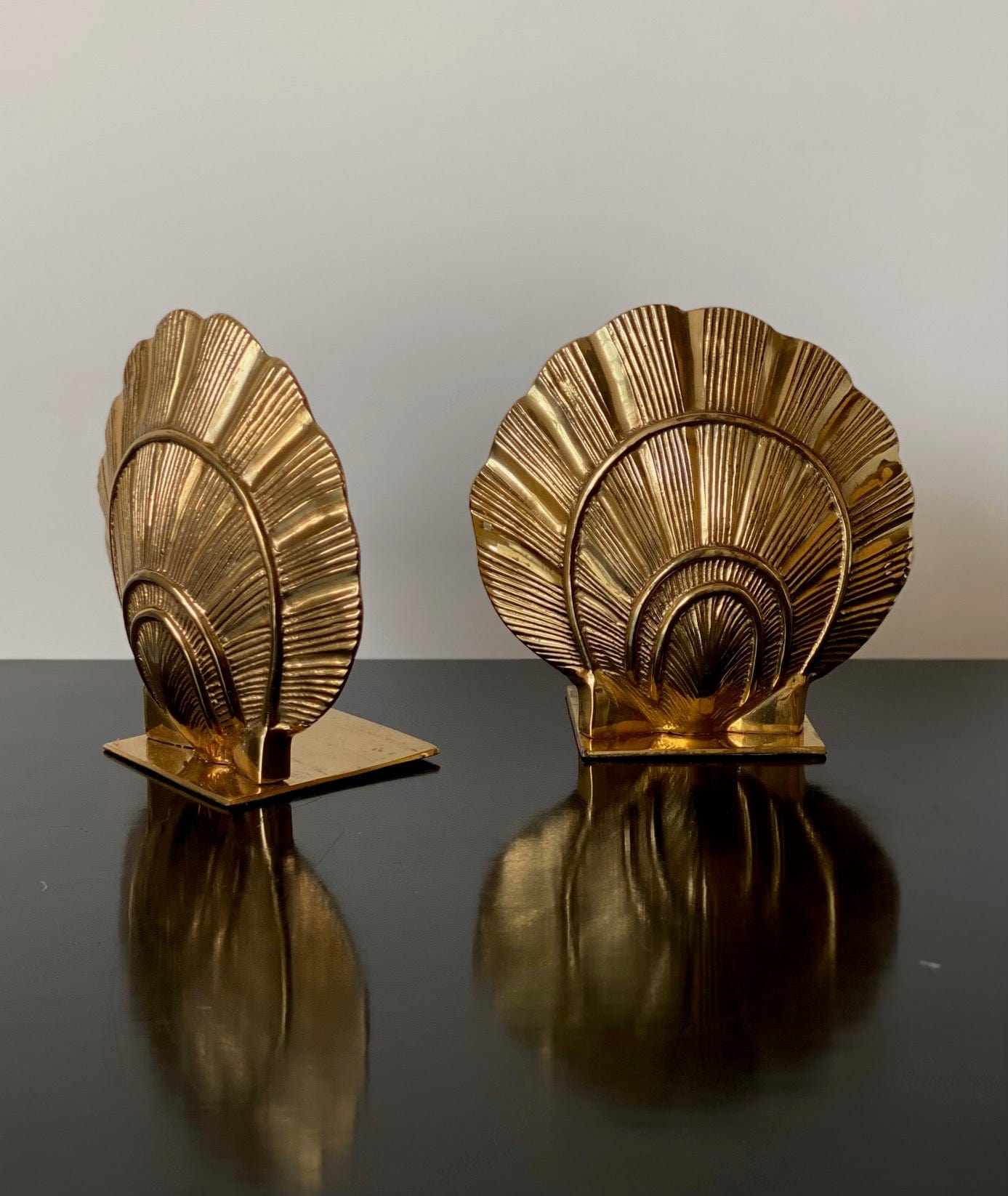 KEPT London Stock Textured brass shell bookends, pair