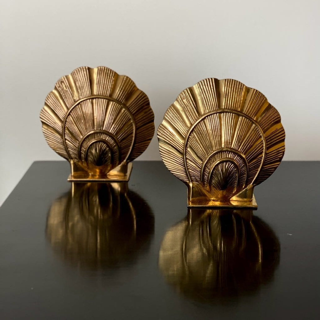 KEPT London Stock Textured brass shell bookends, pair