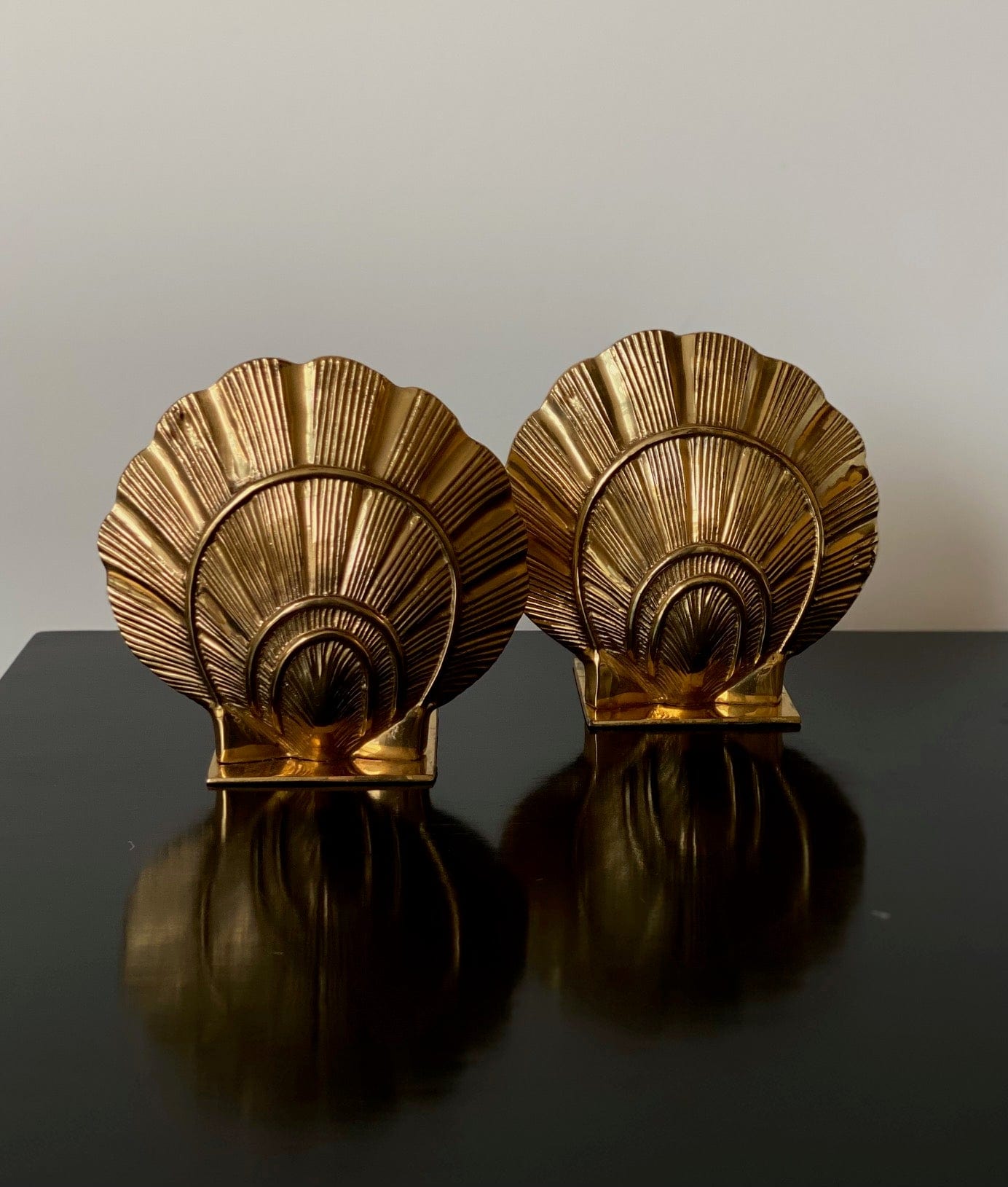 KEPT London Stock Textured brass shell bookends, pair