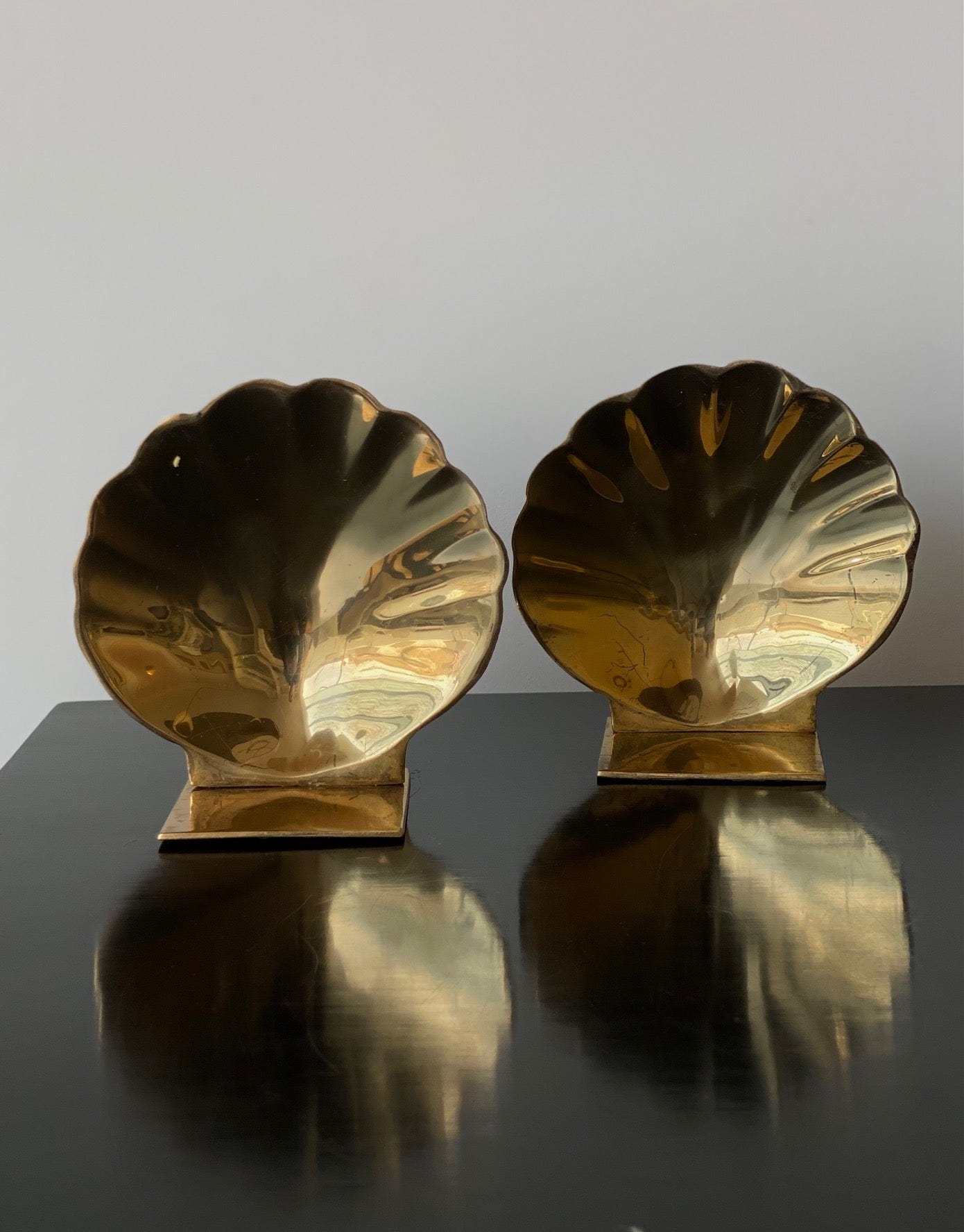 KEPT London Stock Textured brass shell bookends, pair