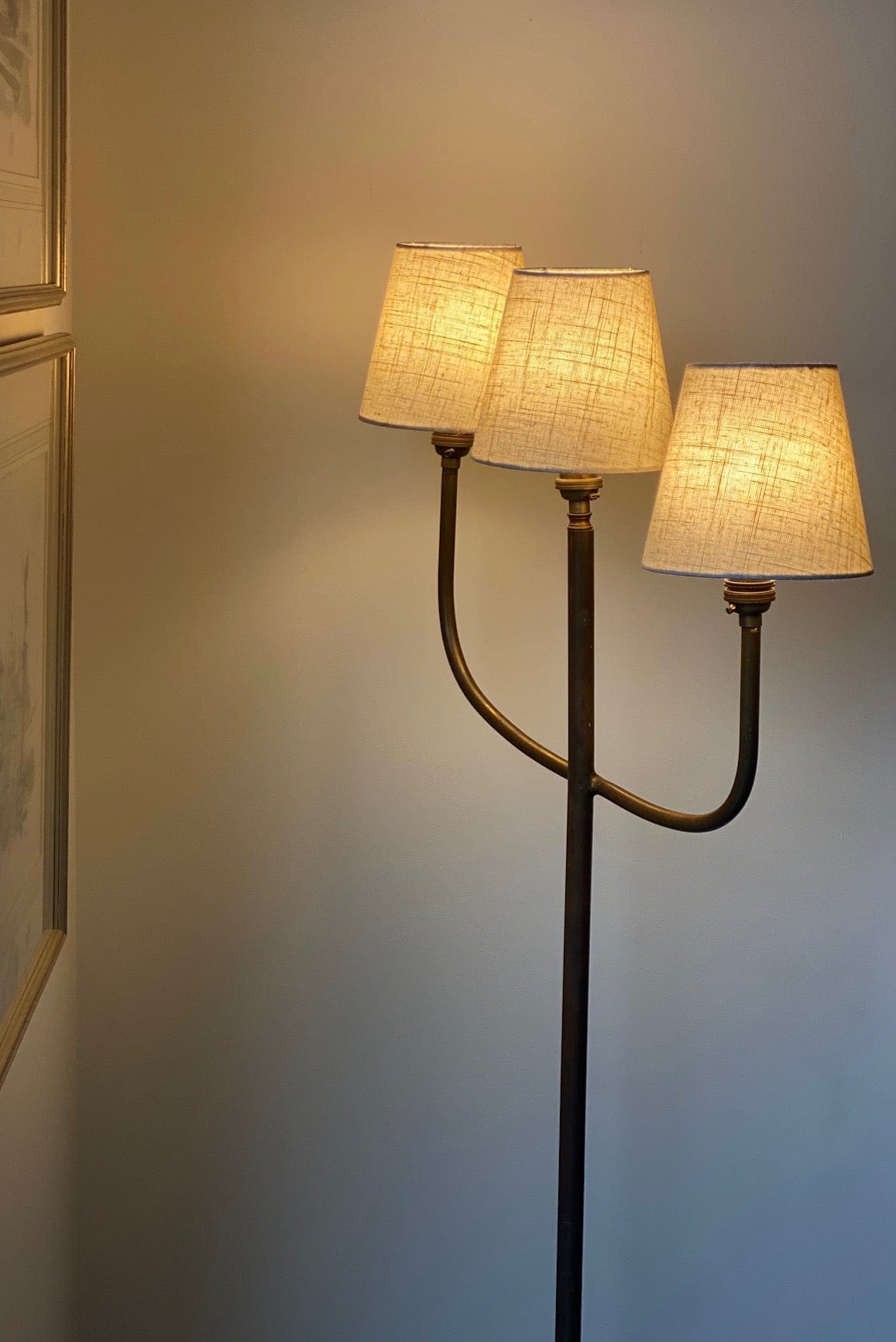 KEPT London Stock Three arm brass floor lamp