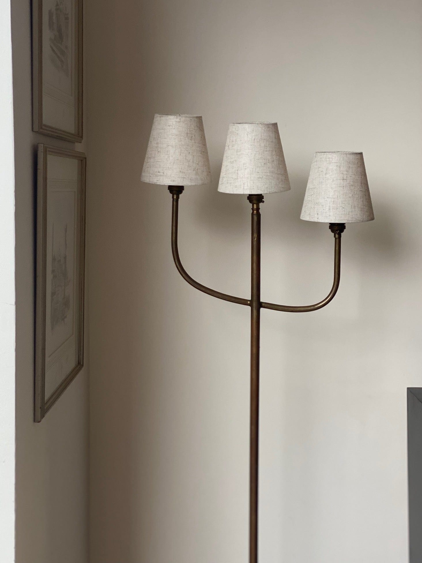 KEPT London Stock Three arm brass floor lamp